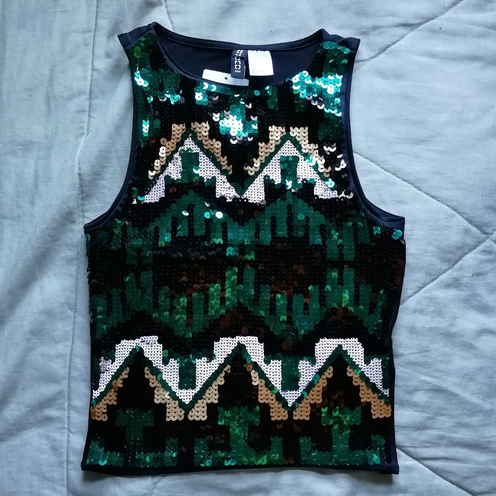 H&M Aztec sequin tank XS NWT